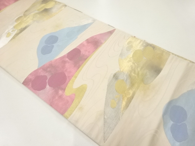 アンティーク　流水に山並模様織出し袋帯（材料）